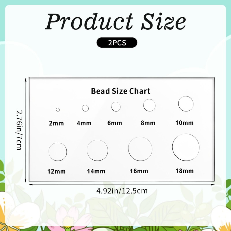 2 PCS Bead Size Measuring Tool Acrylic Bead Chart Multi-Function