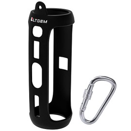 LTGEM Silicone Carrying Travel Case Compatible with JBL FLIP 5 Waterproof Portable Speaker with Extra Carabiner - Black