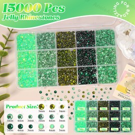 15 Grids Color Black Rhinestones for Bedazzling, Jelly Bedazzling Resin Gems 3-5mm, Pink White Gems Bedazzling Kit for Crafting, Flatback Color for Nails Face Makeup Crafts Tumblers