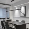 Black Wood Linear Pendant Light – Dimmable LED Chandelier with