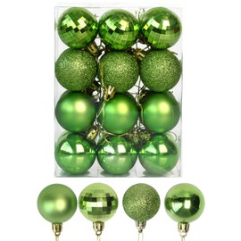 Christmas Ball Baubles Assorted Pendant Shatterproof Ball Ornament Set Seasonal Holiday Wedding Party Decorations(24 pcs, 4 cm) Green Christmas Ball