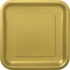 Unique Party 9" Solid Square Dinner Plates | Gold Color