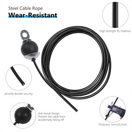LFJ Replacement Gym Cable Fitness Pulley Cable Steel Wire Rope for Cable Machine Home Gym Weight Lift Pulley System (Black Adjustable, 200)