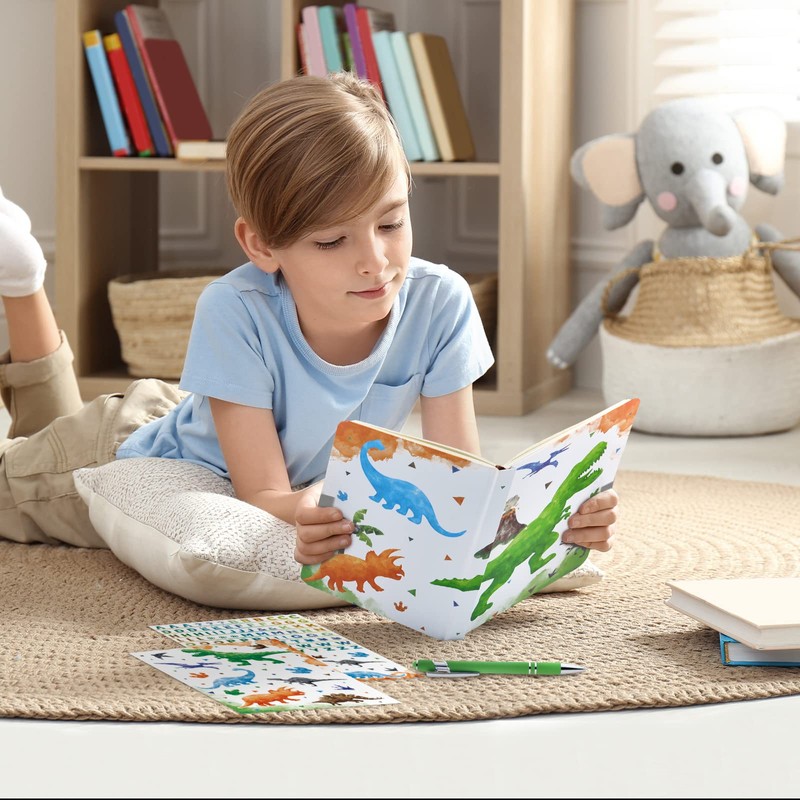Watercolour Dinosaur Diary Set - Luminous Notebook Gift for Boys