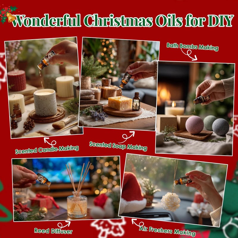 Slashome Christmas Essential Oils Set | 8 Pcs Xmas Essential