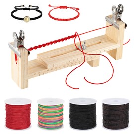 NLONLL Wooden Bracelet Manufacturer, Adjustable Paracord Jig Bracelet Maker, Wooden Bracelet Maker with 4 Rolls of Braided Yarn and 2 Clips, Paracord Accessories, Bracelets, Knotting Set for DIY