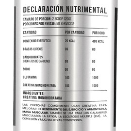 Black Creatina  Glutamina 1 Kg 50 Servicios