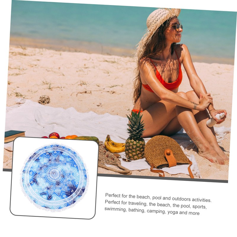 WHAMVOX Printed Beach Towel Fun Round Microfiber Towel for Beach