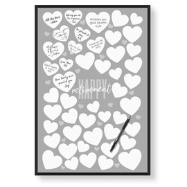 Karto Retirement Signature Board for Party - Party Supplies, Guest Book, Signing Board, Or Card Alternative - Poster Size 11x17 (Unframed) - Heart Grey
