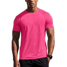 Dry Fit Shirts for Men Gym(Neon Pink,S)