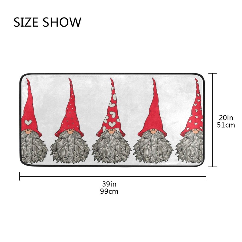 Kitchen Rugs Runner Cute Gnomes Christmas Pattern Doormat Bath Rugs