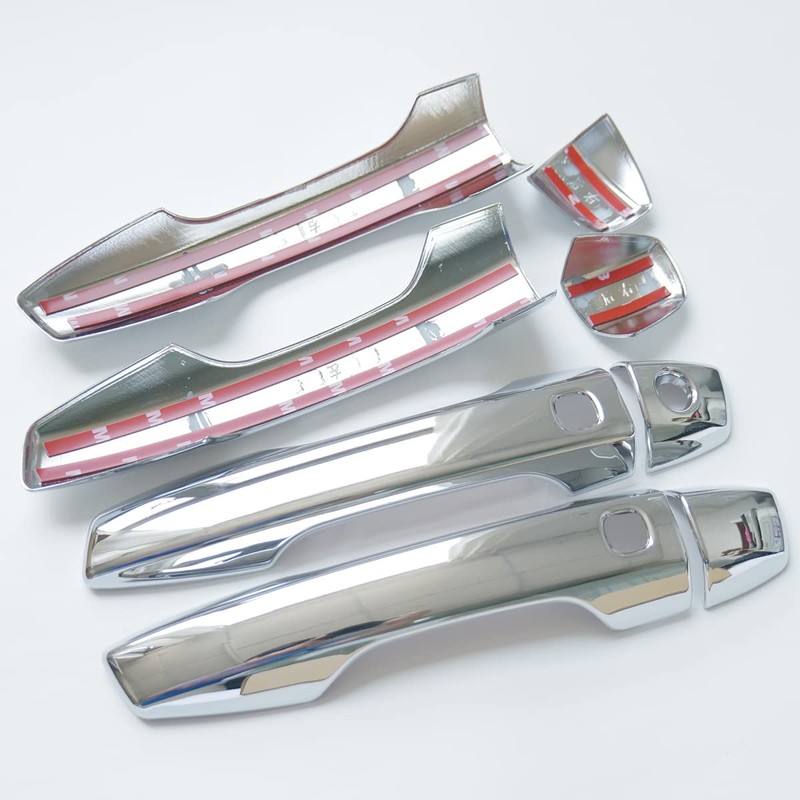 CYAuto Carbon Fiber Chrome Exterior Door Handle Cover Trims for