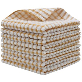 HFGBLG Cotton Cleaning Rags Terry Dish Cloths for Washing Dishes, Set of 8 Dish Rags for Cleaning, Light and Soft Dish Towels for Kitchen Drying Dishes, 11.8 Inch x 11.8 Inch (Dark Orange)