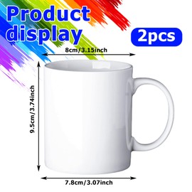 Set of 2 Ceramic Cups Painting Set, White Cups for Painting with 12 Paint Brushes, DIY Cups Craft Set, Cup Self Painting for Individual Gifts and Leisure Activities - Craft Set Adults