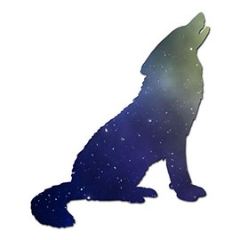 Howling Wolf Coyote Wild Dog - Vinyl Decal Sticker - 3.75" x 4.5" - Galaxy
