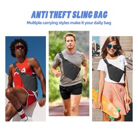 Anti-Theft Crossbody Bag, Anti-Theft Travel Bag for Men and Women, Shoulder Bag for Travel, Sports, Work, Dark grey-1