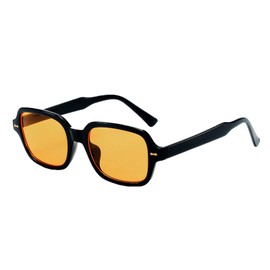 ESALIA Retro Oval Sunglasses Yellow Gradient Glasses Transparent Lens Vintage Tinted Sunglasses for Men and Women, Black Yellow