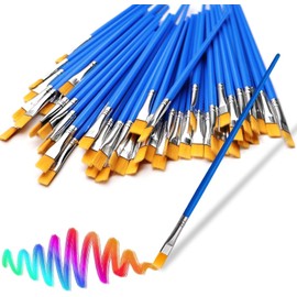 Sixstore 50pcs Small Paint Brushes for Craft, Flat Paint Brushes for Kids Small Brushes Bulk for Detail Painting Children Beginners Acrylic Watercolor