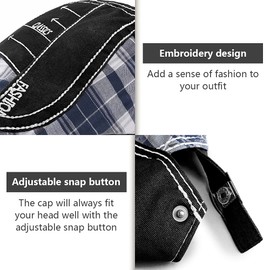 PORSYOND Mens Flat Cap Gatsby Ivy Tweed Flat Cap Vintage Style Adjustable Newsboy Hats Irregular Color Driving Caps for Men (Style-7-Black)