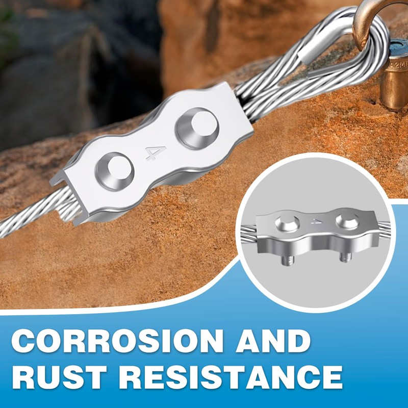Duplex Clamp Rope Connector M4 Wire Rope Clamp 12 Pieces