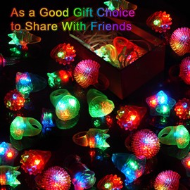 OLUPP Christmas Party Favors 150 Pcs Light Up Rings, Glow In The Dark Party Supplies, 6 Style Flashing Glow In The Dark Rings for Adults & Kids, LED Ring for Birthday Party Favors, Concert, Raves, Halloween