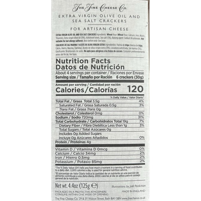 The Fine Cheese Co Sea Salt & Evoo Crackers, 125