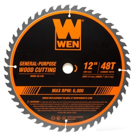 WEN BL1248 12-Inch 48-Tooth Carbide-Tipped Professional Woodworking Saw Blade for Miter Saws and Table Saws,Silver