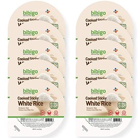 bibigo Cooked Sticky White Rice Bowls, Medium Grain, 7.4 oz, 12 ct