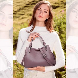 NICOLE & DORIS Women's Handbag Women Stylish Shoulder Bag Elegant Shoulder Bag PU Leather Shoulder Bag Top Handle Satchel Shopper Tote Handbag, purple, Elegant