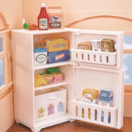 KARLOR Miniature refrigerator with min food drinks, Miniature dollhouse kitchen mini furniture miniature model kitchen scene dollhouse furniture 1:12 furniture for dolls dollhouse decoration