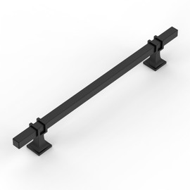 ROMATEE 10 Pack 7.5 Inch(192mm) Cabinet Pull Matte Black Kitchen Cabinets Handles Matte Black Drawer pulls for Cupboard Square Black Handles for Cabinets