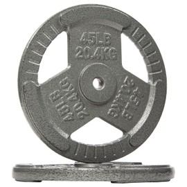 Fitvids Cast Iron Plate Weight Plate for Strength Training and Weightlifting, 1-Inch Center, 45LB (Set of 2)