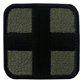 Medic Cross Tactical Embroidered Velcro Patch Olive and Black