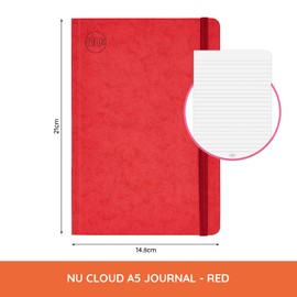 nu: Notebooks - Craze Cloud Range - A5 Journal - Journal Supplies - Stationery Notebooks - Ruled Notepad - Red - 160 Pages