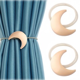 YONAIL Magnetic Curtain Tiebacks, Magnet Moon Star Curtain Tiebacks, Curtain Clips Rope Holdbacks, 2PC Curtain Tie Backs for Home Living Room Bedroom Curtains (gold moon)