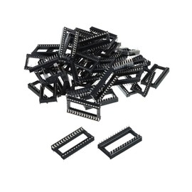 sourcing map DIP IC Chip Socket Adapter Flat Pin 28P 2.54mm Pitch 15mm IC Socket for PCB Board Chip, 30 Pack