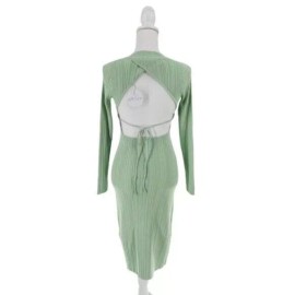 Petal & Pup NEW Milleri Knit Bodycon Open Back Dress in Sage Green Size 6