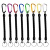 8 PCS Stretchy Spiral Keyring with Color D Metal Carabiner