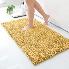 Arotive Luxury Chenille Bathroom Rug Mat, Extra Soft Thick Absorbent Shaggy Bath Rugs, Non-Slip Machine Wash Dry, Plush Bath Mats for Bathroom, Shower and Tub, 44x24, Yellow
