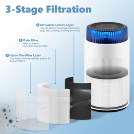 Airmega 100 Replacement Filter Compatible with Coway Airmega 100, 3 Stages Filtration System with Main Filter, Activated Carbon Filter and Fine Mesh Pre-Filter 1 Pack