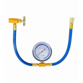 Mtsooning R134a A/C Refrigerant Recharge Kit, Refrigerator Charging Hose with Dispensing Can Tap & Gauge & 1/4" SAE Female Hose for R12 R22 Port, Measuring U-Hose for Home and Car System