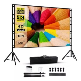 YADILALA Pedestal Pantalla Proyector De Enrollable 120 Hd Con Soporte