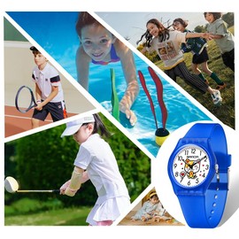 Urdesw Kids Watch for Boys Girls,50M Waterproof Kids Watches Learning Time Children Analog Watches Easy to Read for Ages 3-12 Kids Birthday Gifts,Christmas Day (Blue)