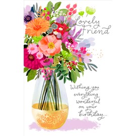 Happy Birthday Card for Her,Beautiful Happy Birthday Card for Friend-Lovely Card for Female Friend with Worded Verse for Special Person/Lovely Friend-Traditional Design Card-Eco-Friendly