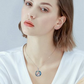 VONALA 925 Sterling Silver Animal Crystal Necklace Cute Animal Heart Crystal Jewellery Gifts for Women Girls (frog mushroom)