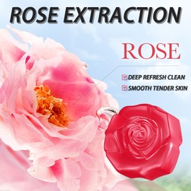 Rose Soap Handmade Soap Bar Natural Soap with Rose Essential Oil, Facial Soap Bar Cleanser Suitable for All Skin Types, Face & Body Cleansing, Hydrating Moisturising Exfoliating Vegan & Residue-Free