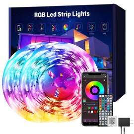 Ledagic Led Lights for Bedroom 200 ft (2 Rolls of 100ft), Music Sync RGB Led Strip Lights with Remote App Control, Color Changing Led Lights for Room Home Kitchen Party Decor