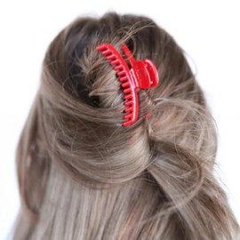 KAXI Hold Everything Mini Hair Claw, Perfect for Thick & Thin Hair, Straight, Wavy or Curly, Strong Clip With 32 teeth & Many Colors to Choose (Red)