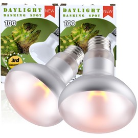 100W 2-Pack Reptile Basking Heat Bulb - UVA Daylight Heat Lamp for Bearded Dragons, Turtles, Snakes, Lizards & Amphibians - Provides Infrared Heat Output & Sunlight Simulation Heating Light