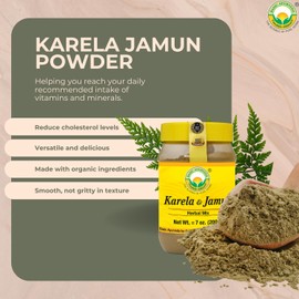 BASIC AYURVEDA Karela & Jamun Herbal Mix Powder | Traditional Bitter Gourd & Indian BlackBerry Blend | Natural Plant-Based Supplement for Daily Routine & Lifestyle Support | 7.05 Oz (200g)